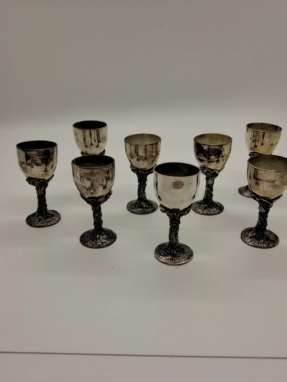 Eight Vintage Mini Goblet Place Card/Menu Holders ~Silver Plate~